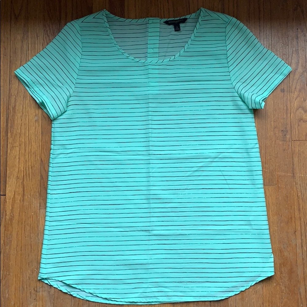 Banana Republic striped seafoam green/navy s/s top